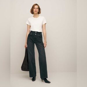 Reformation Cary High Rise Slouchy Wide Leg Jeans, Double Waistband, Trinity
